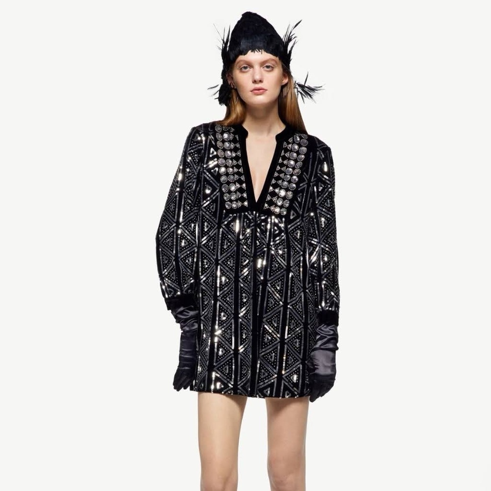 RARE ZARA sequin velvet holiday festive dress - NWT - size medium
